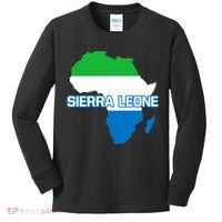 Sierra Leone Sierra Leonean Pride Flag Map Africa Print Kids Long Sleeve Shirt thumb 0