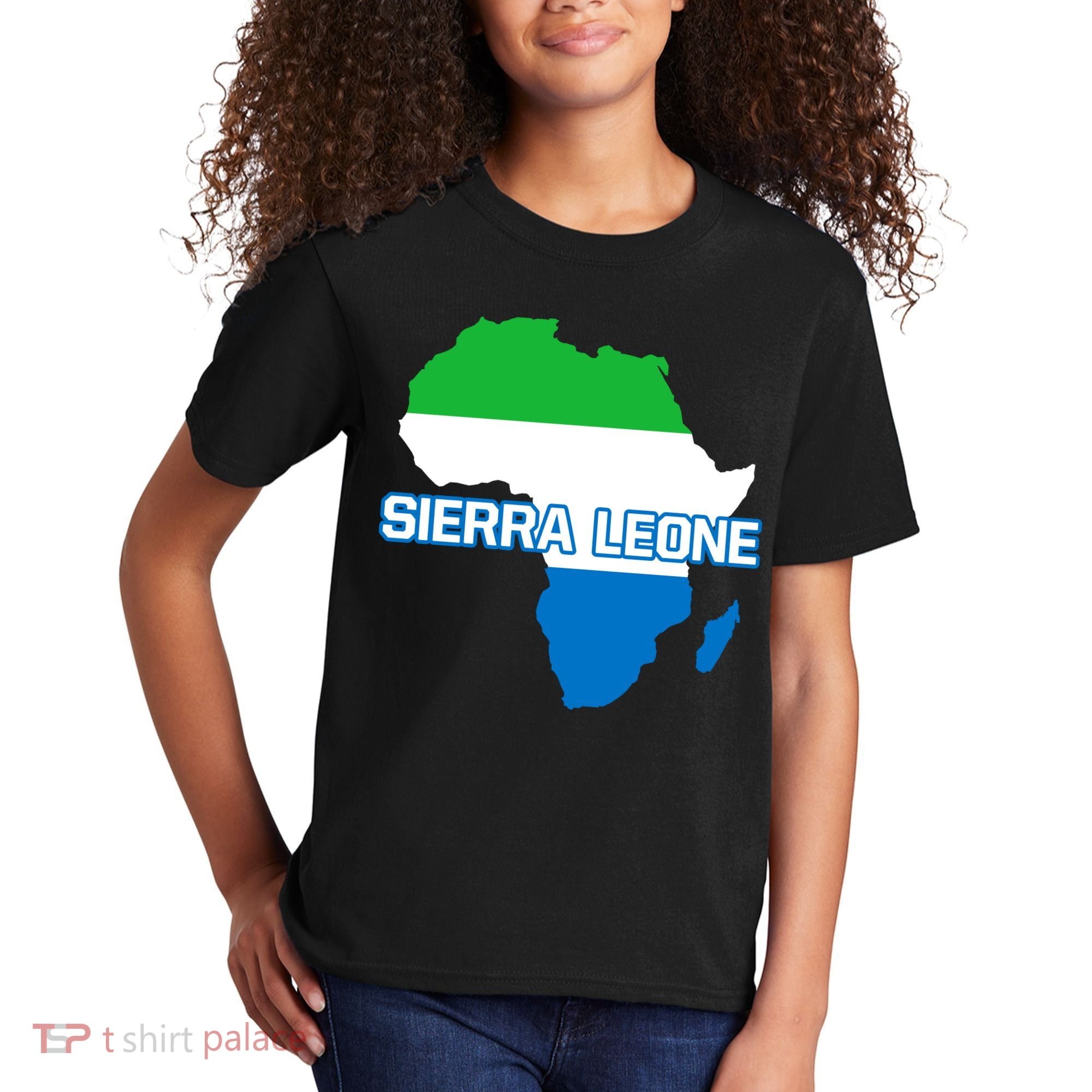 Sierra Leone Sierra Leonean Pride Flag Map Africa Print Kids T-Shirt