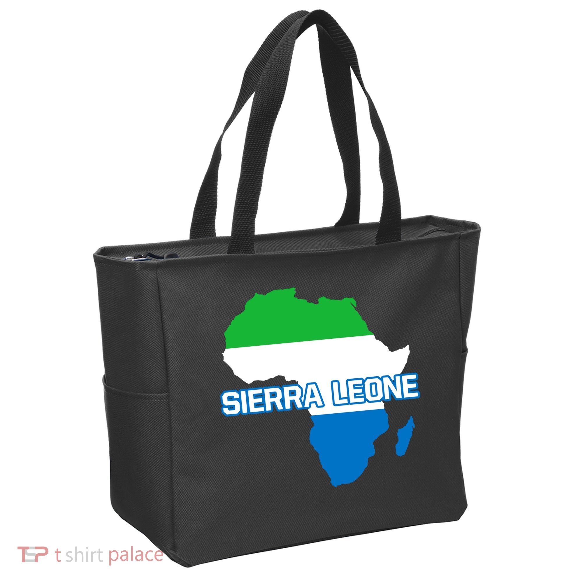 Sierra Leone Sierra Leonean Pride Flag Map Africa Print Tote Bag