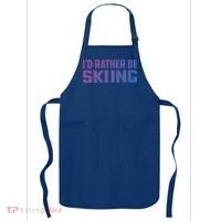 Skiing Lover Skier Winter Snow Id Rather Be Skiing Gift Apron thumb 0