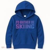 Skiing Lover Skier Winter Snow Id Rather Be Skiing Gift Kids Hoodie thumb 0