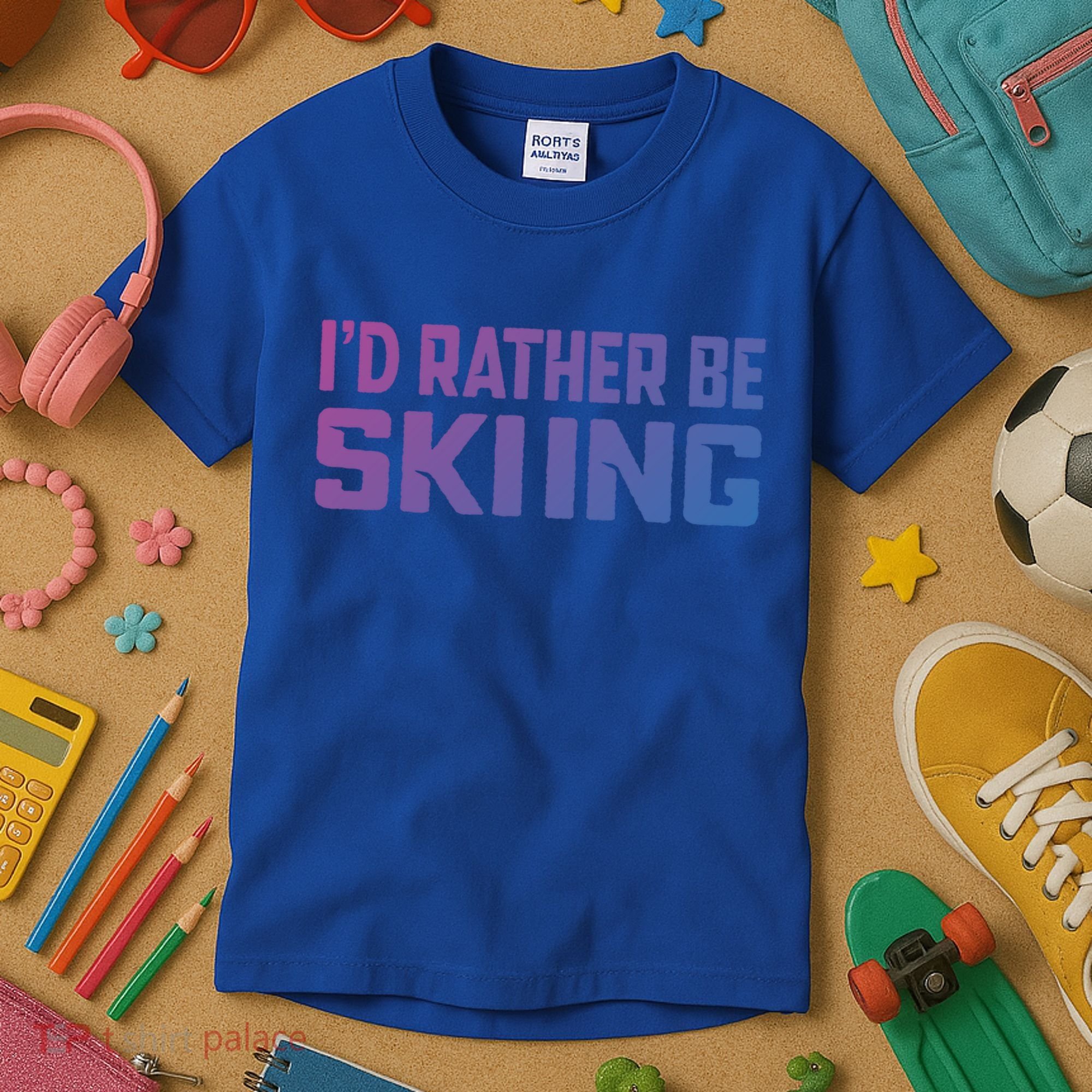 Skiing Lover Skier Winter Snow Id Rather Be Skiing Gift Kids T-Shirt