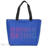 Skiing Lover Skier Winter Snow Id Rather Be Skiing Gift Tote Bag thumb 0