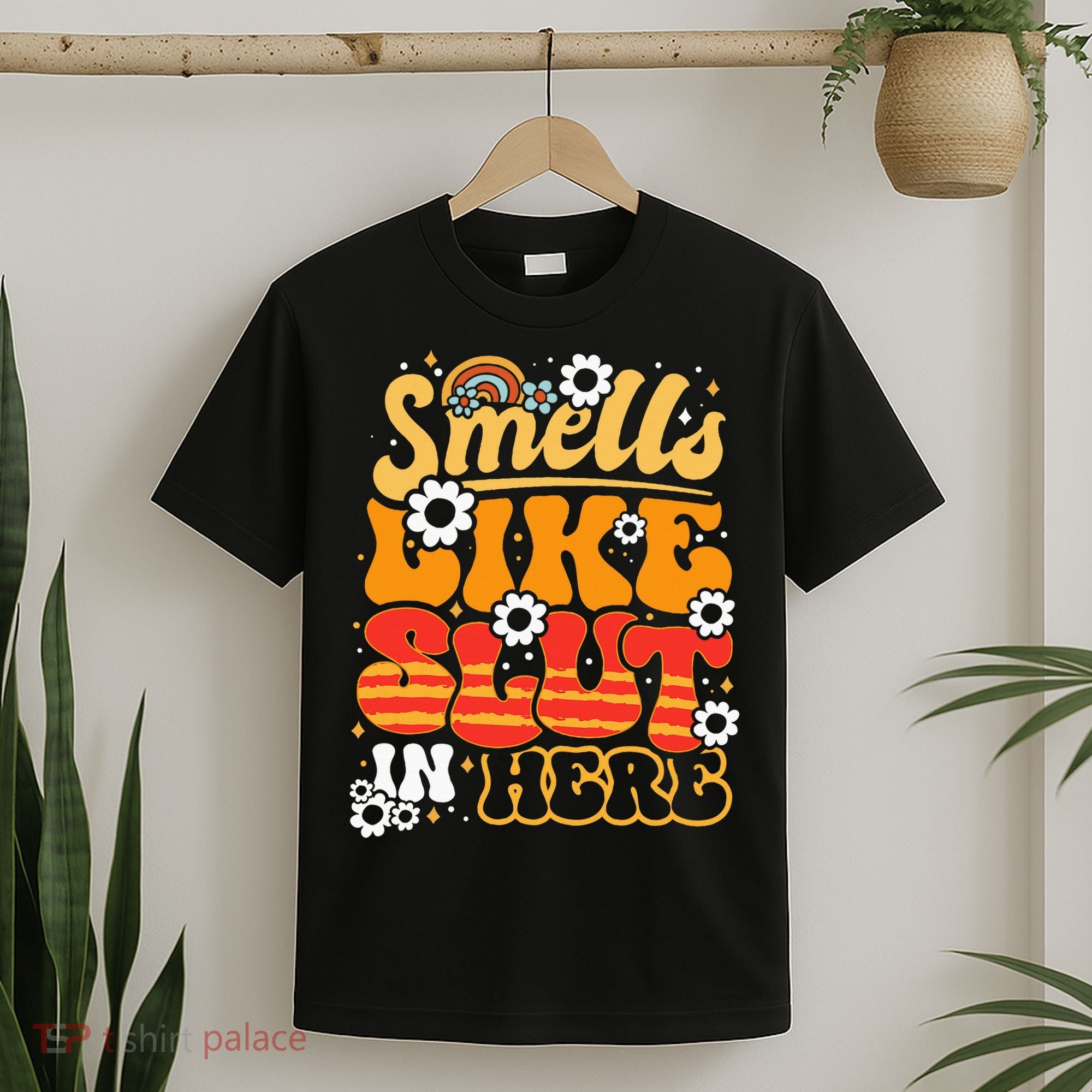 Smells Like Slut In Here Offensive Adult Humor Retro Groovy T-Shirt
