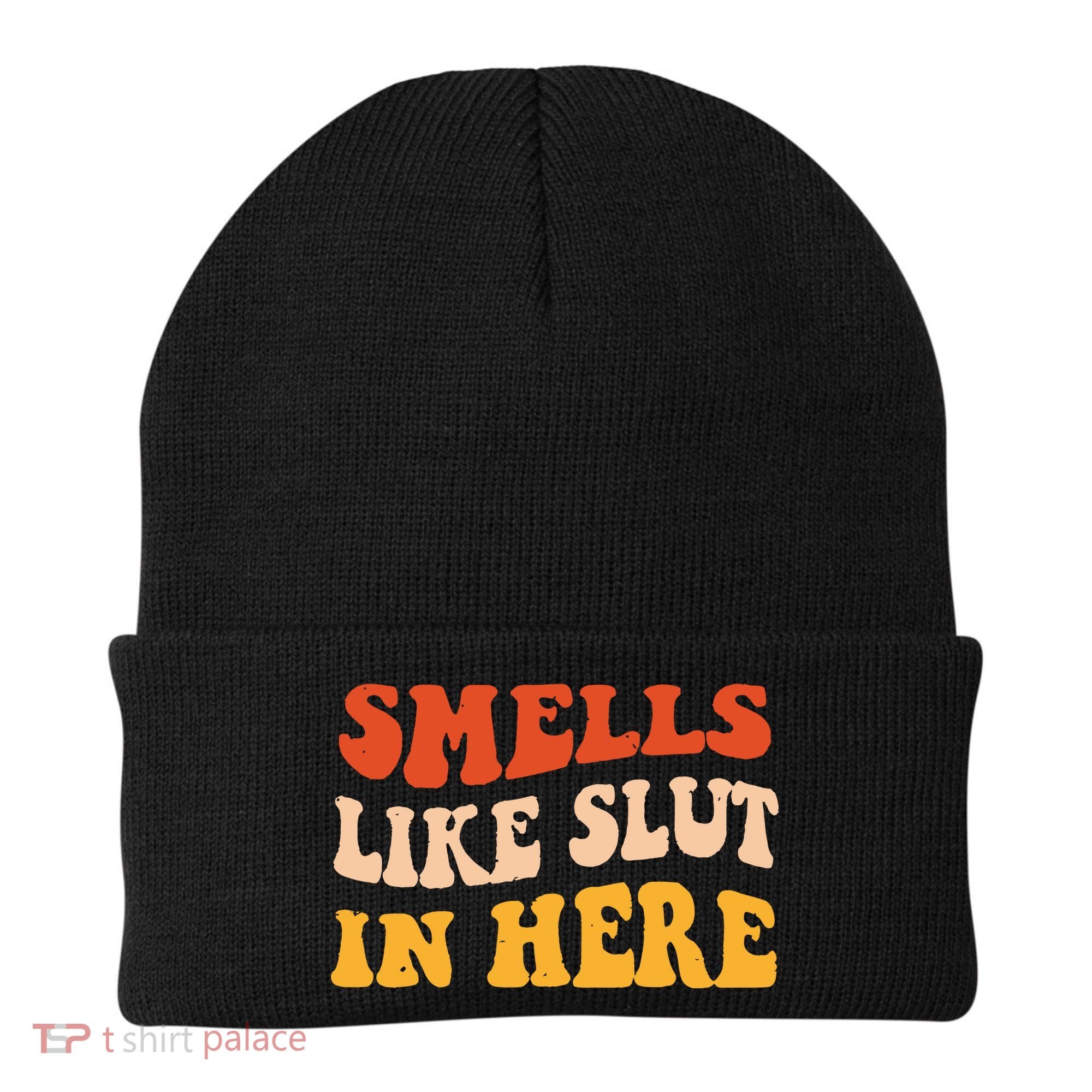 Smells Like Slut In Here Funny Sarcastic Beanie