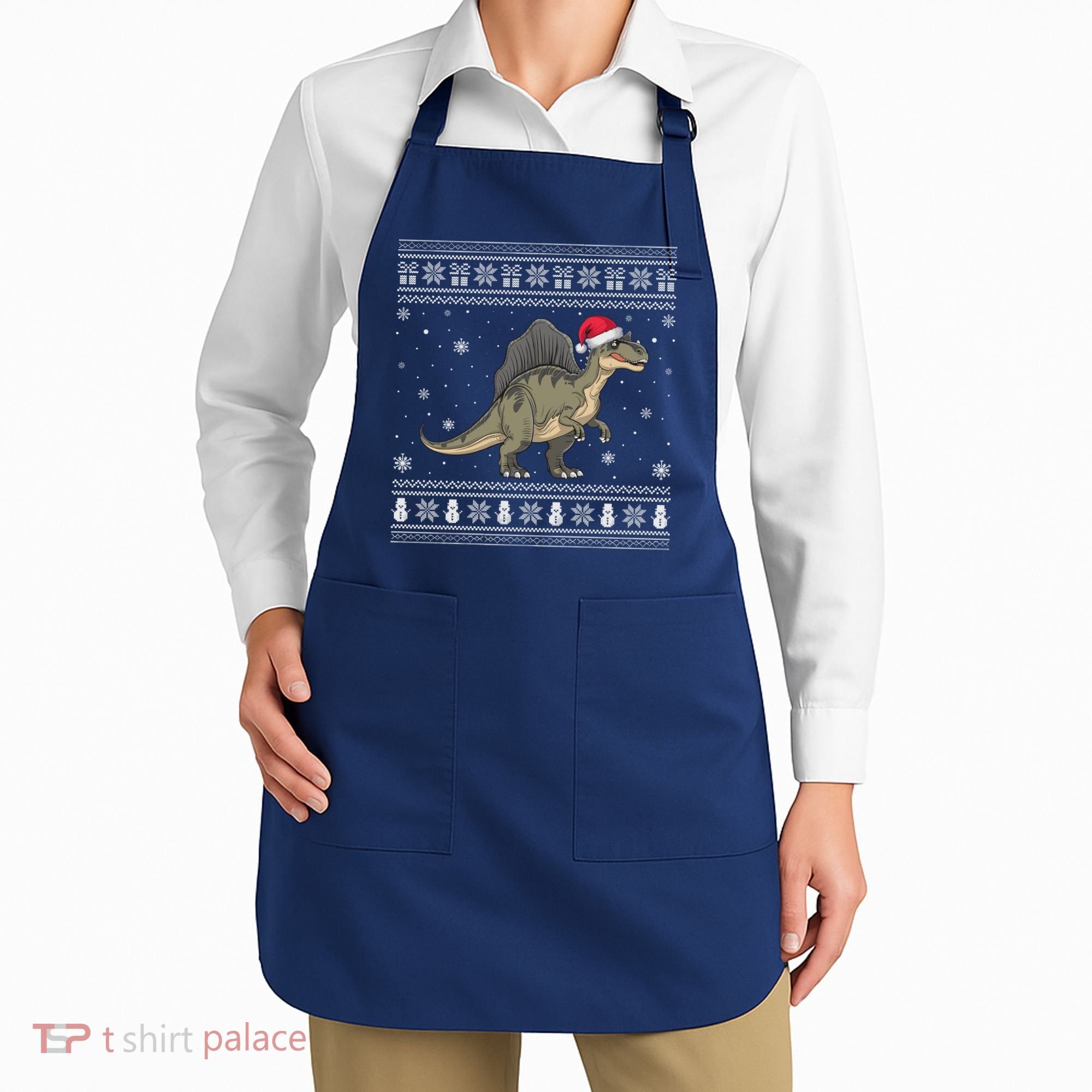 Spinosaurus Lovers Santa Ugly Xmas Sweater Apron