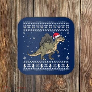 Spinosaurus Lovers Santa Ugly Xmas Sweater Coaster
