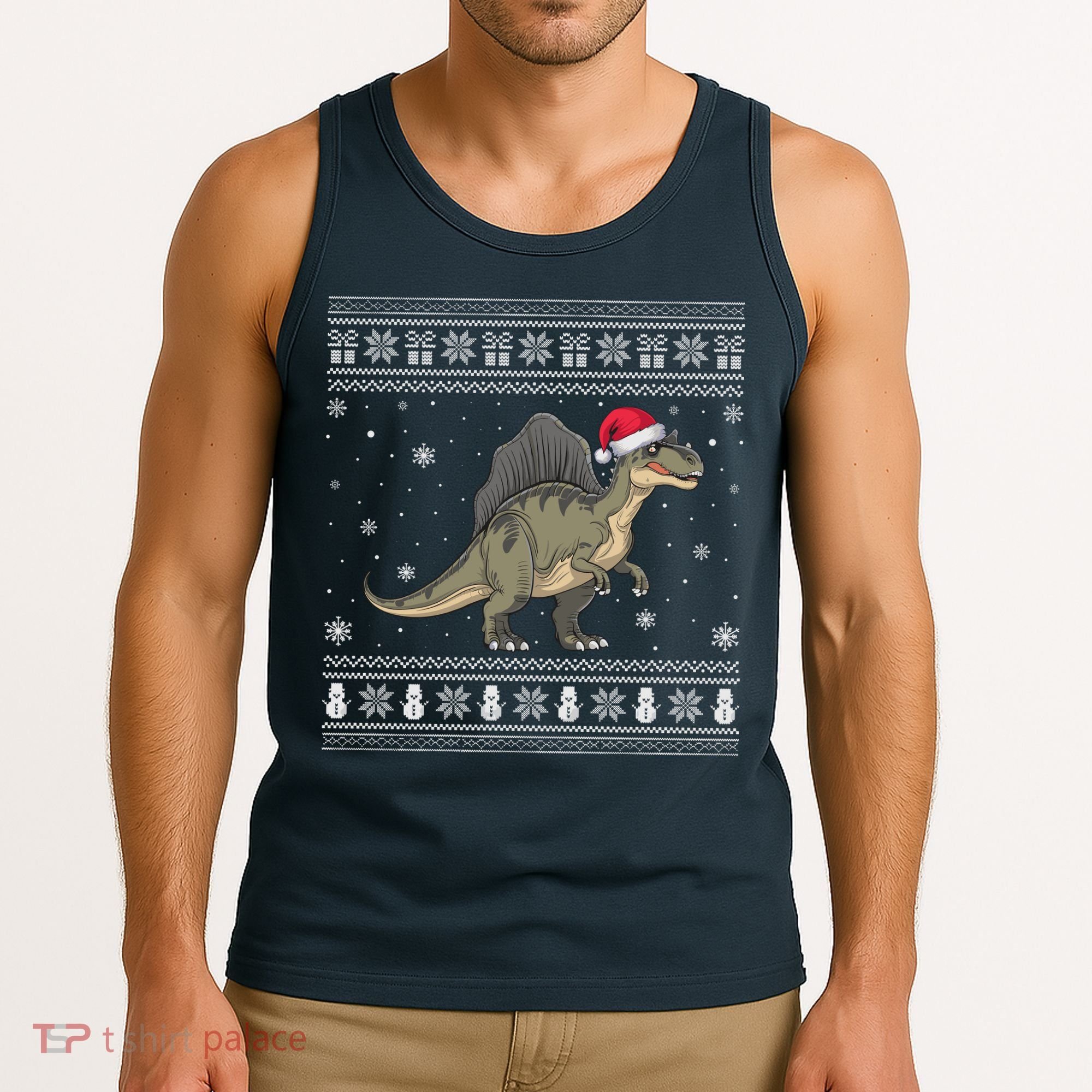 Spinosaurus Lovers Santa Ugly Xmas Sweater Tank Top