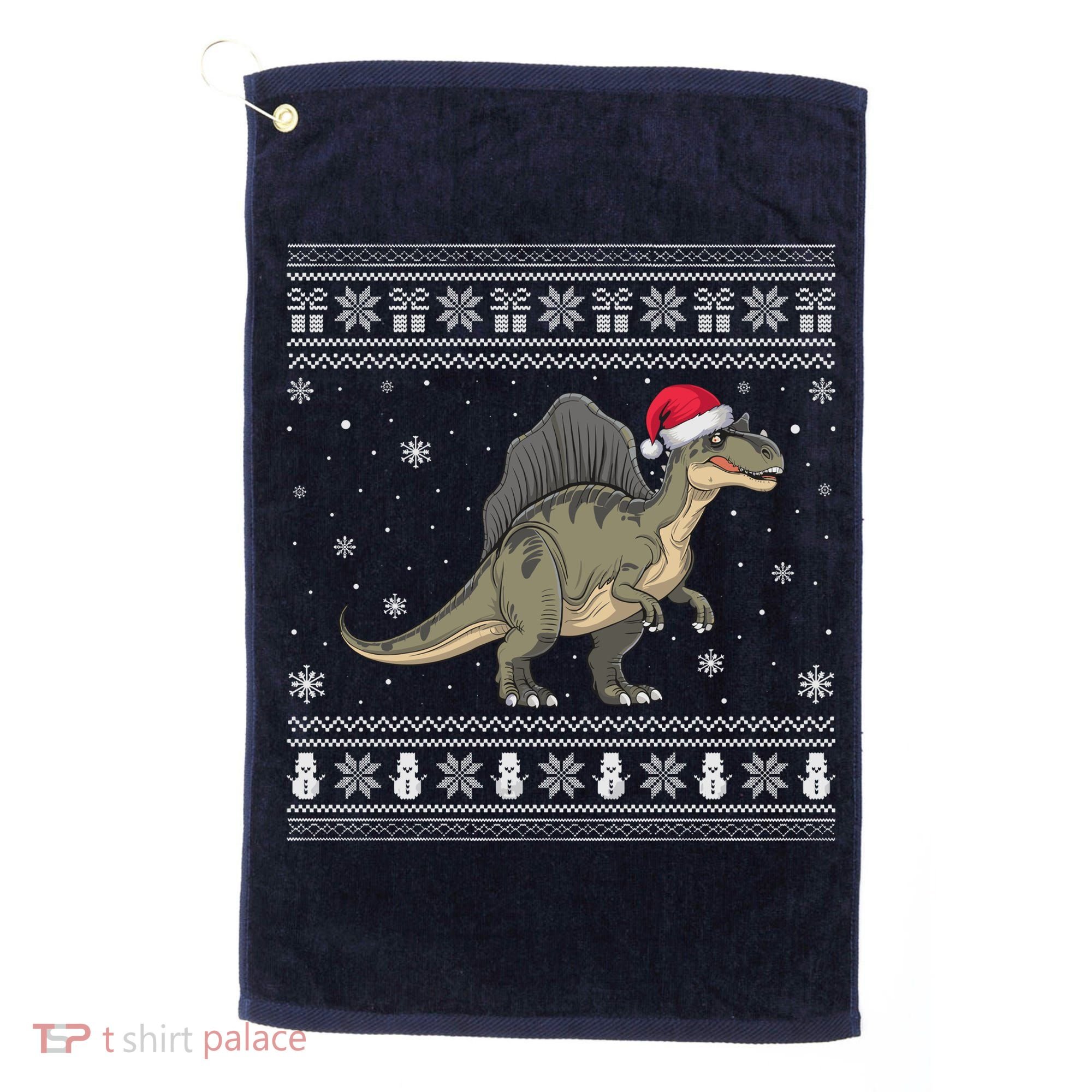 Spinosaurus Lovers Santa Ugly Xmas Sweater Golf Towel