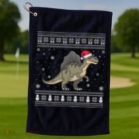 Spinosaurus Lovers Santa Ugly Xmas Sweater Golf Towel thumb 1