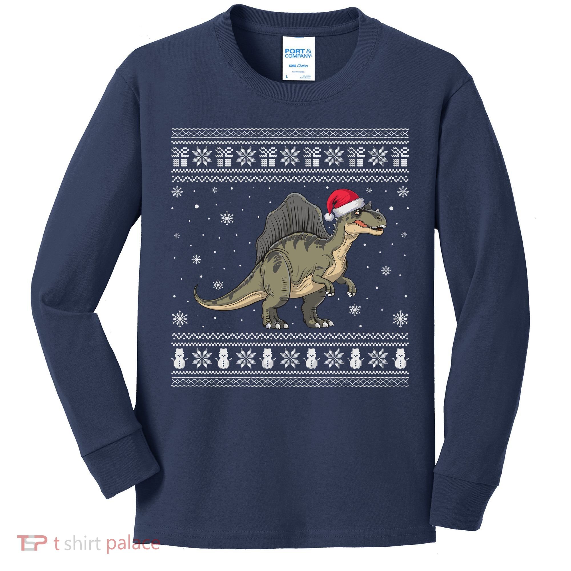 Spinosaurus Lovers Santa Ugly Xmas Sweater Kids Long Sleeve Shirt