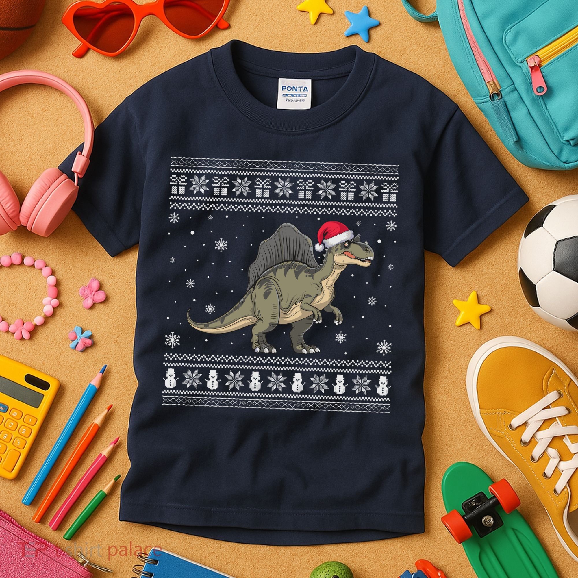 Spinosaurus Lovers Santa Ugly Xmas Sweater Kids T-Shirt