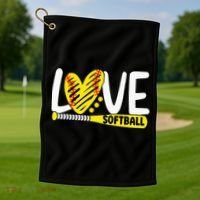 Softball Love Softball Golf Towel thumb 1