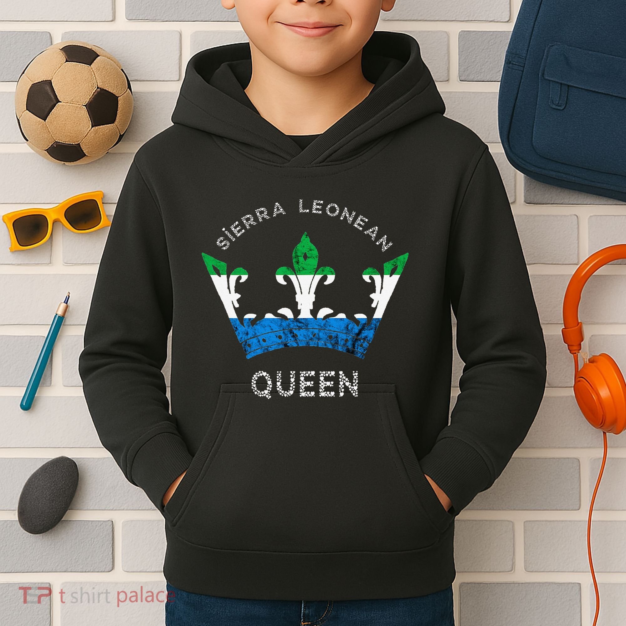 Sierra Leone Sierra Leonean Queen Crown Leonean Pride Kids Hoodie