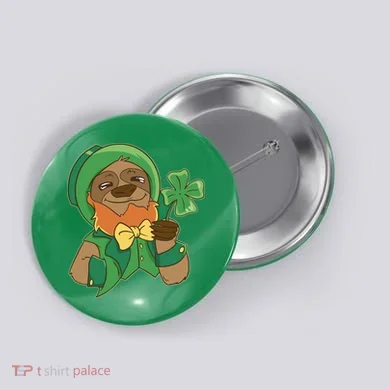 Sloth Leprechaun Button
