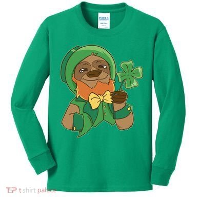 Sloth Leprechaun Kids Long Sleeve Shirt