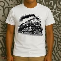Steam Locomotive Train 4014 Vintage Railroad Big  Engine T-Shirt thumb 3