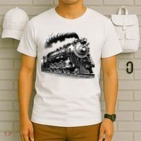 Steam Locomotive Train 4014 Vintage Railroad Big  Engine T-Shirt thumb 6