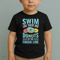 Swim Like There Are Donuts, Swimming Funny Swimmer Toddler T-Shirt thumb 2