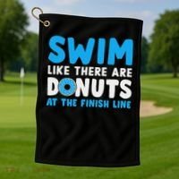 Swim Like There Are Donuts, Swimming Funny Swimmer Golf Towel thumb 1
