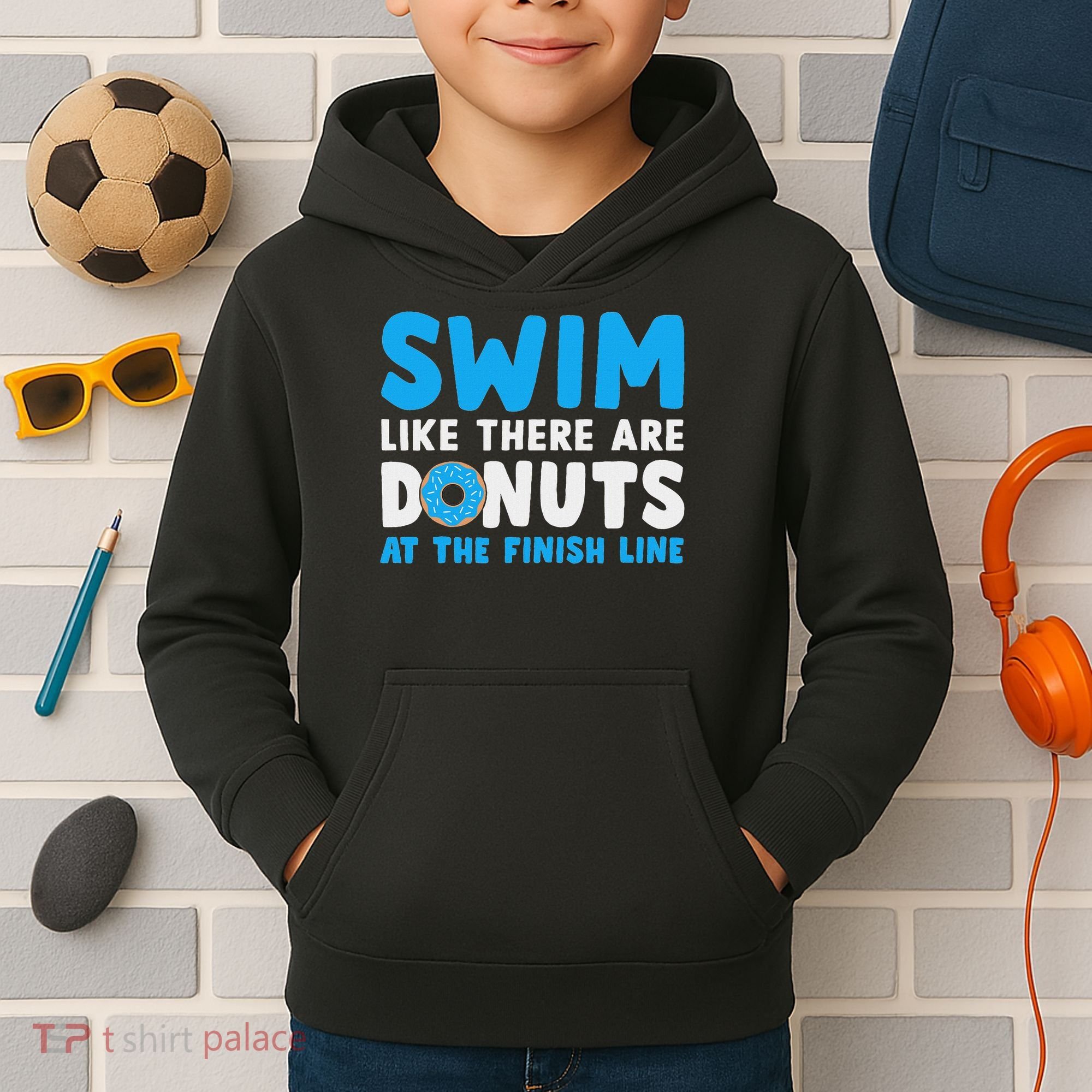 Swim Like There Are Donuts, Swimming Funny Swimmer Kids Hoodie
