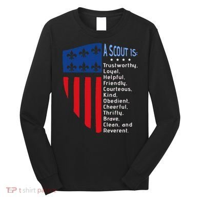 Scouting Law Us America Flag Scouting Law Gift Long Sleeve Shirt