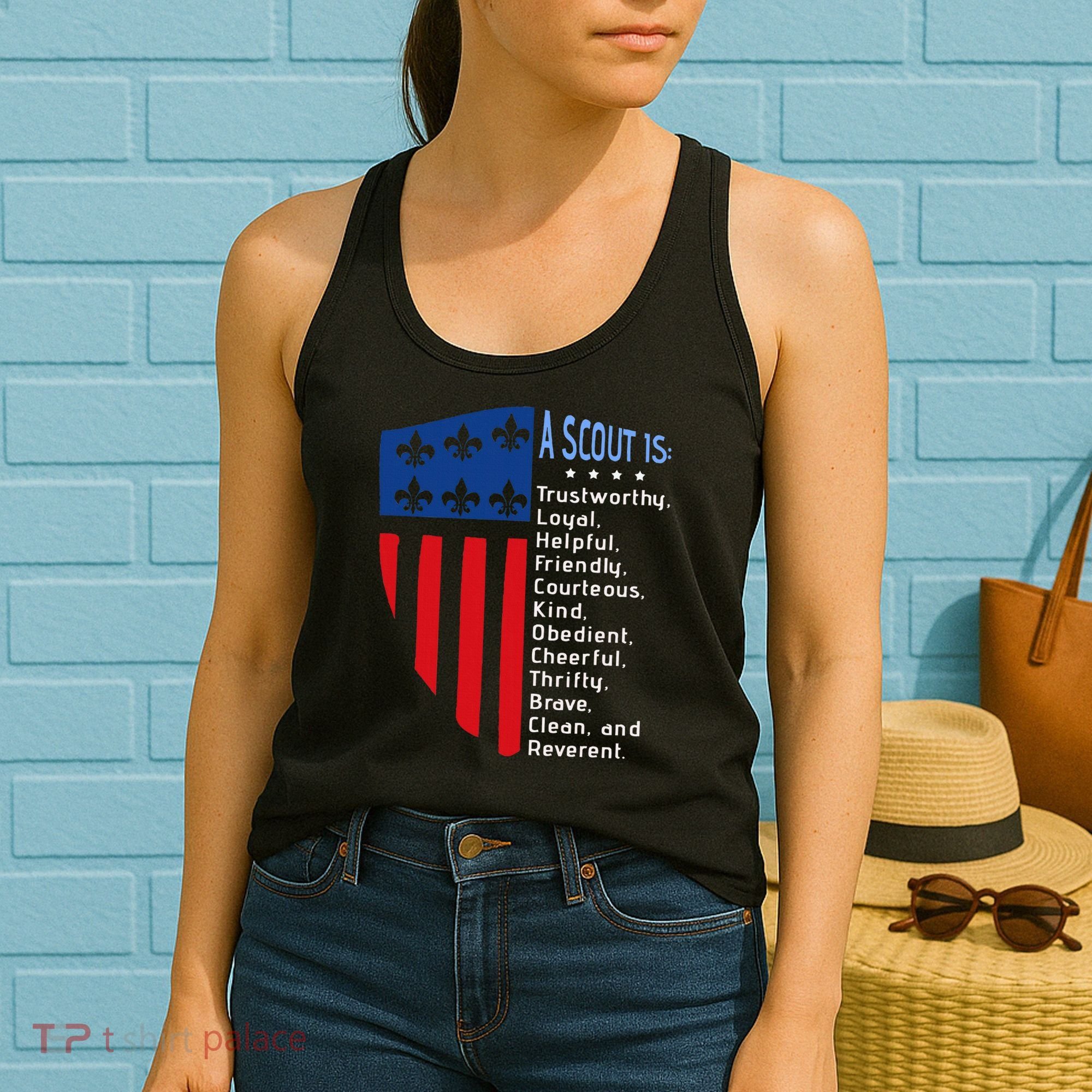 Scouting Law Us America Flag Scouting Law Gift Women's Tank Top