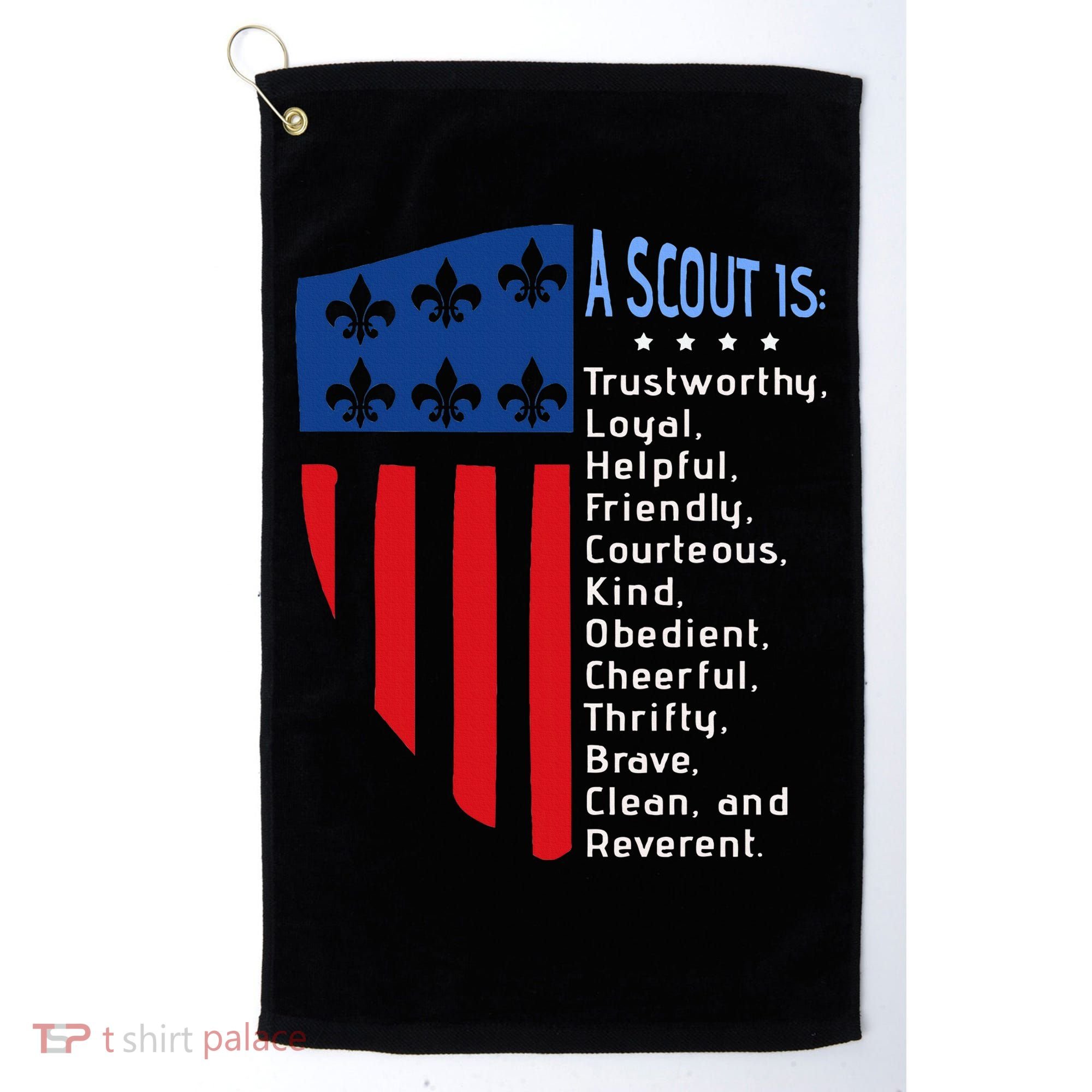 Scouting Law Us America Flag Scouting Law Gift Golf Towel