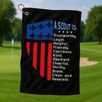 Scouting Law Us America Flag Scouting Law Gift Golf Towel thumb 1