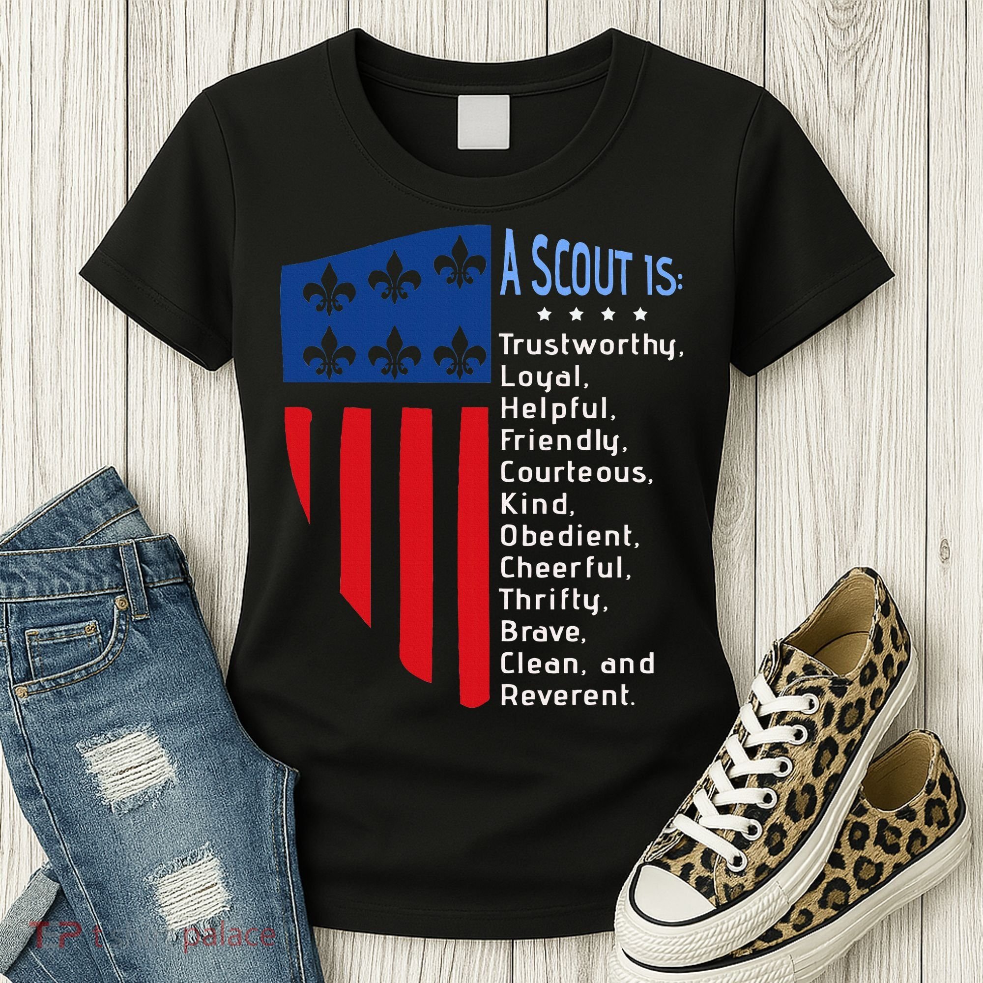 Scouting Law Us America Flag Scouting Law Gift Women's T-Shirt