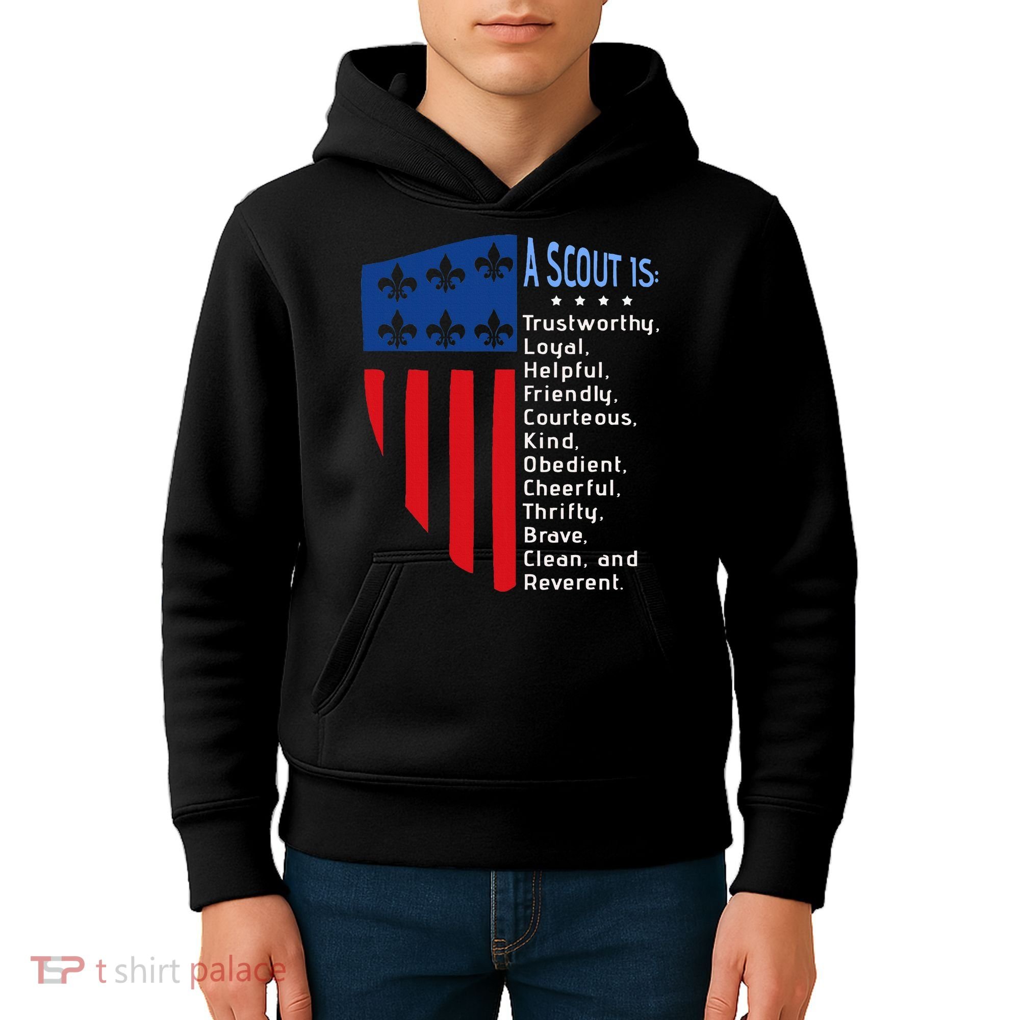 Scouting Law Us America Flag Scouting Law Gift Kids Hoodie