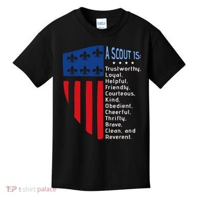Scouting Law Us America Flag Scouting Law Gift Kids T-Shirt