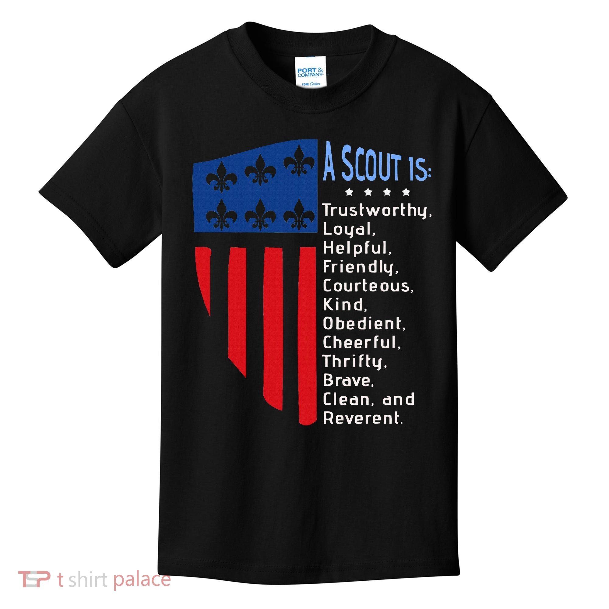 Scouting Law Us America Flag Scouting Law Gift Kids T-Shirt