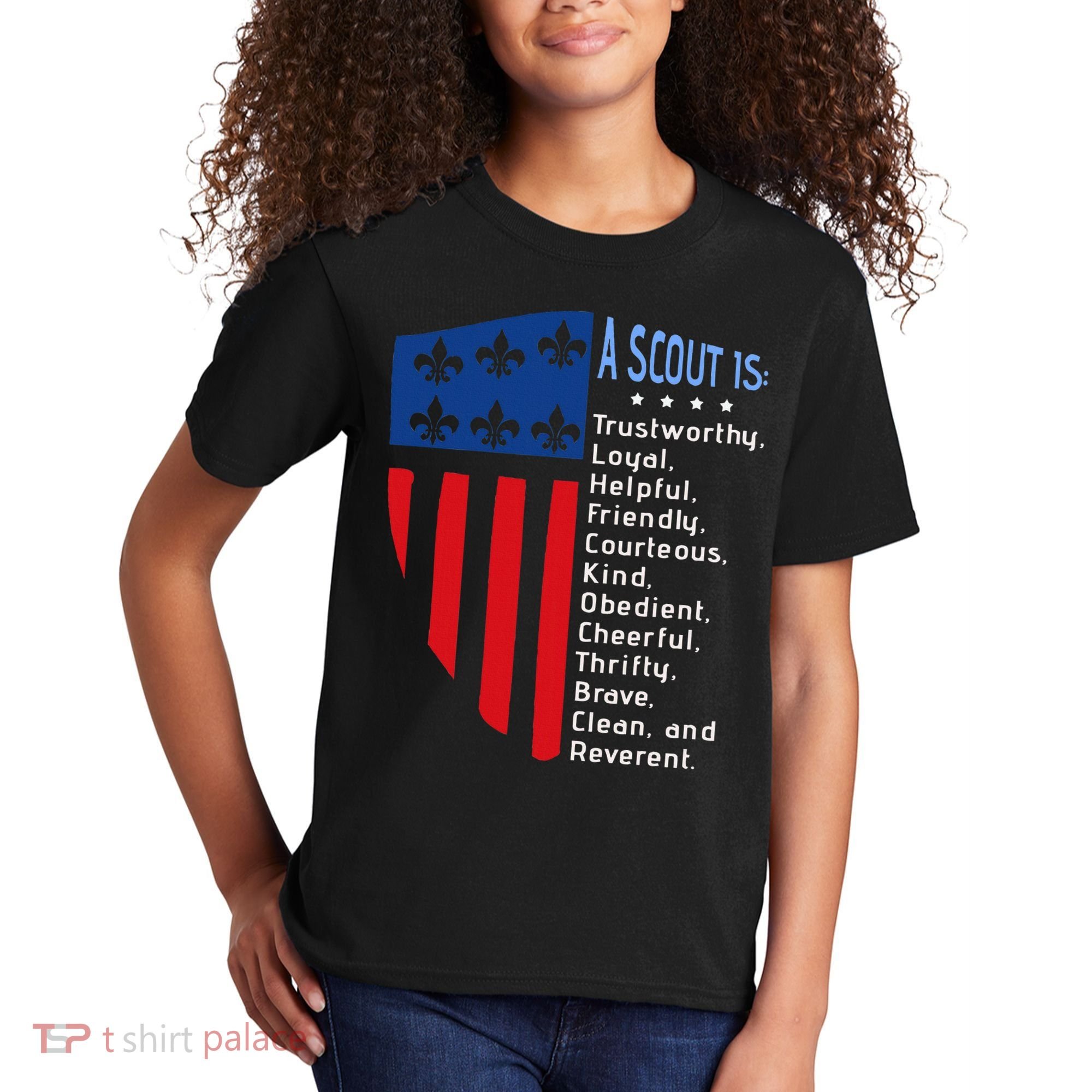 Scouting Law Us America Flag Scouting Law Gift Kids T-Shirt