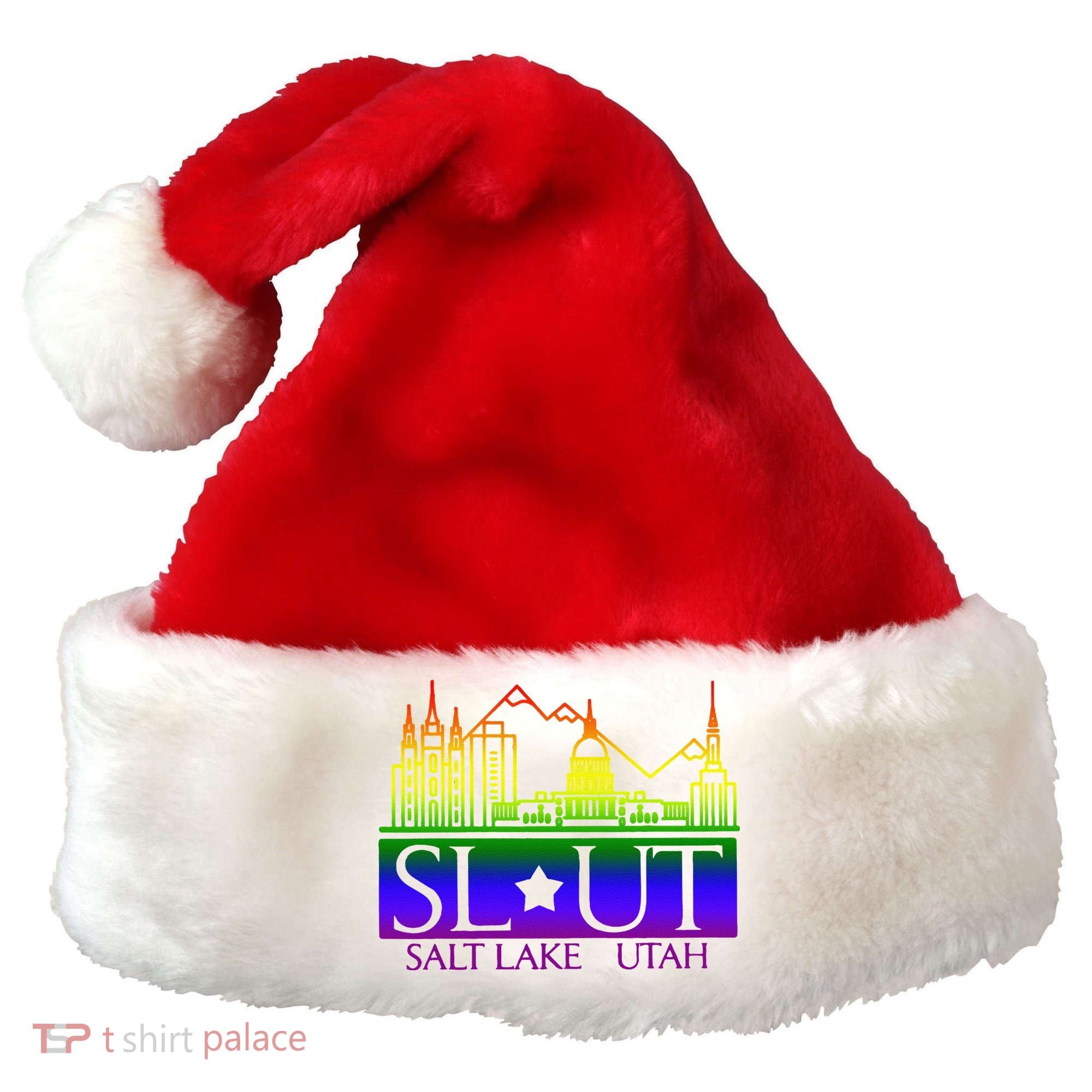 Salt Lake Utah SlUt Lgbtq Funny Santa Hat