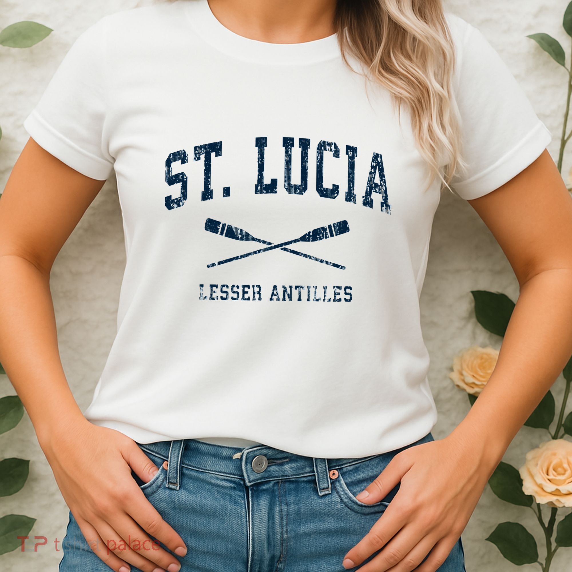 St. Lucia Vintage Nautical Paddles Sports Oars Women's T-Shirt