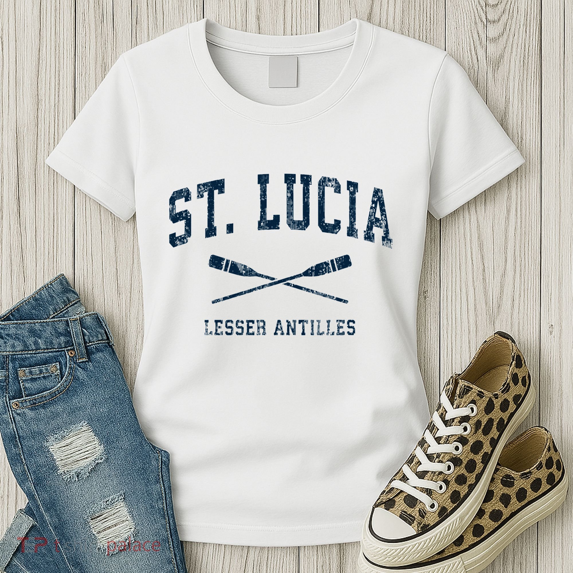 St. Lucia Vintage Nautical Paddles Sports Oars Women's T-Shirt