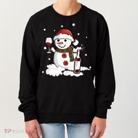 Snowman Love Wine Drink Lady Cool Snow Christmas Women's Sweatshirt thumb 0