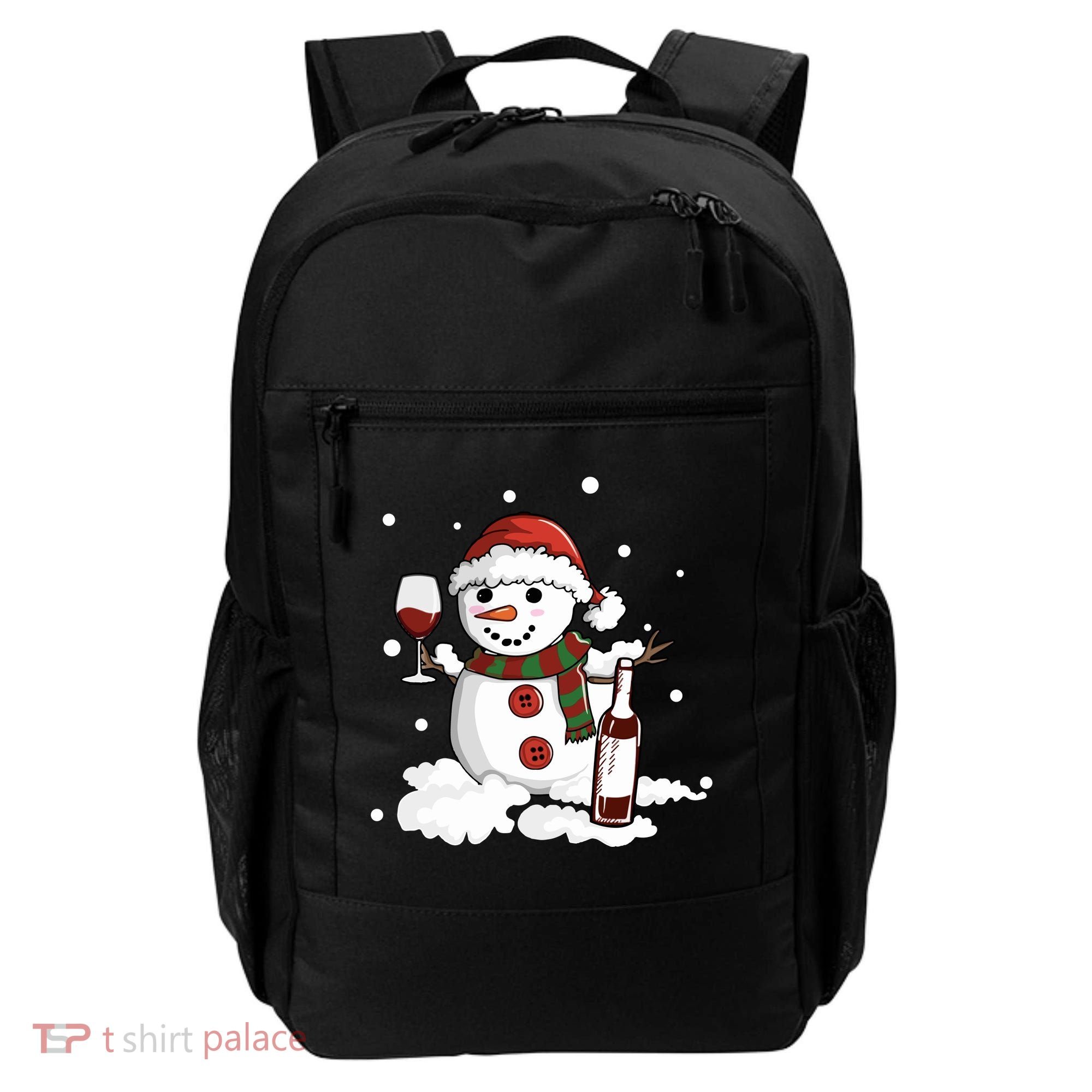 Snowman Love Wine Drink Lady Cool Snow Christmas Backpack
