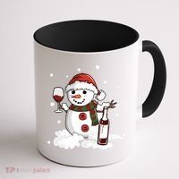 Snowman Love Wine Drink Lady Cool Snow Christmas Coffee Mug thumb 1