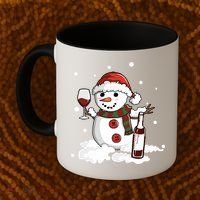 Snowman Love Wine Drink Lady Cool Snow Christmas Coffee Mug thumb 2