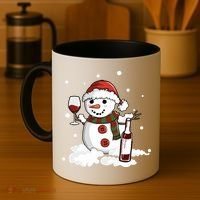 Snowman Love Wine Drink Lady Cool Snow Christmas Coffee Mug thumb 4