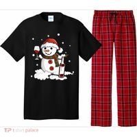Snowman Love Wine Drink Lady Cool Snow Christmas Pajama Set thumb 0