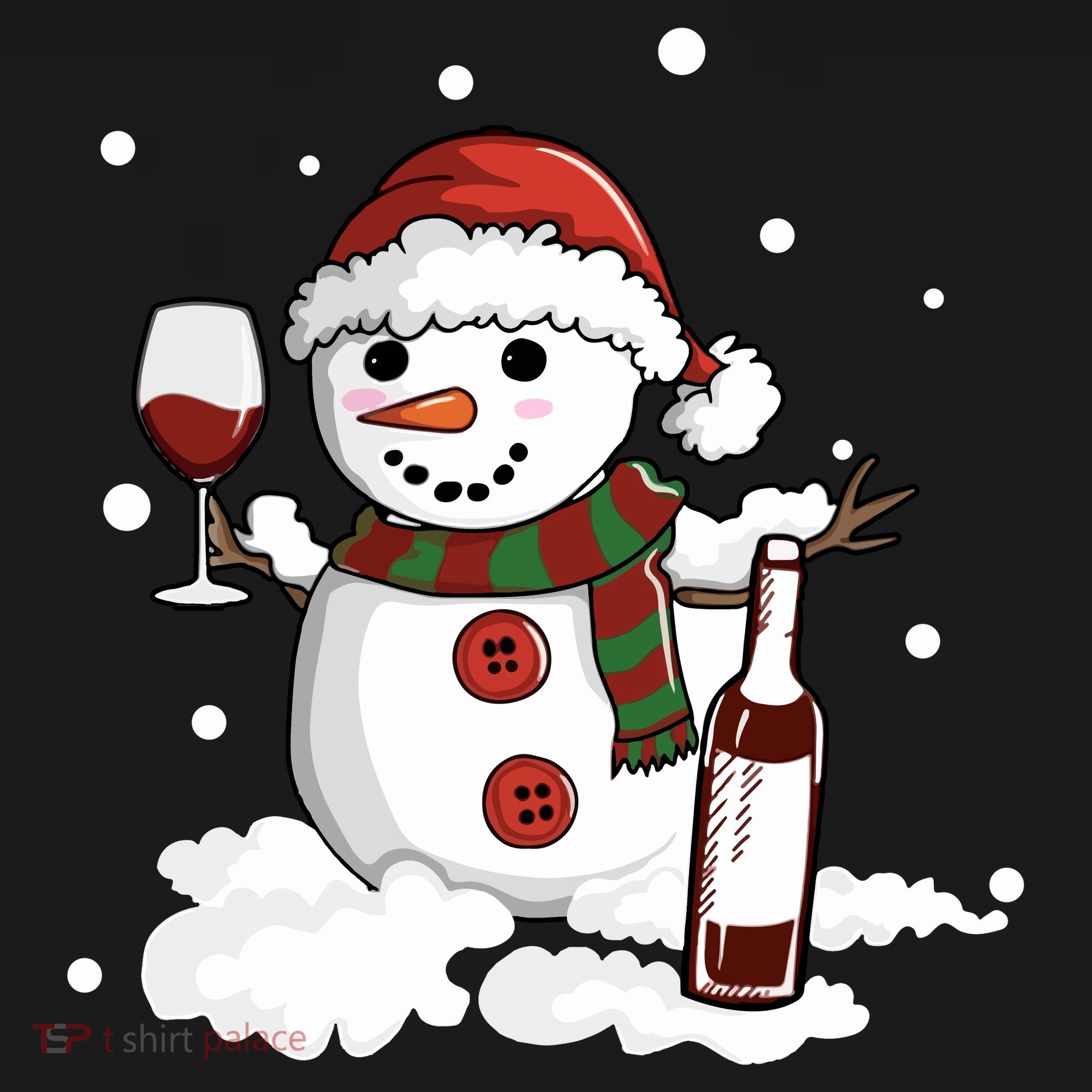Snowman Love Wine Drink Lady Cool Snow Christmas Women's Hoodie