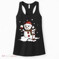 Snowman Love Wine Drink Lady Cool Snow Christmas Women's Tank Top thumb 0