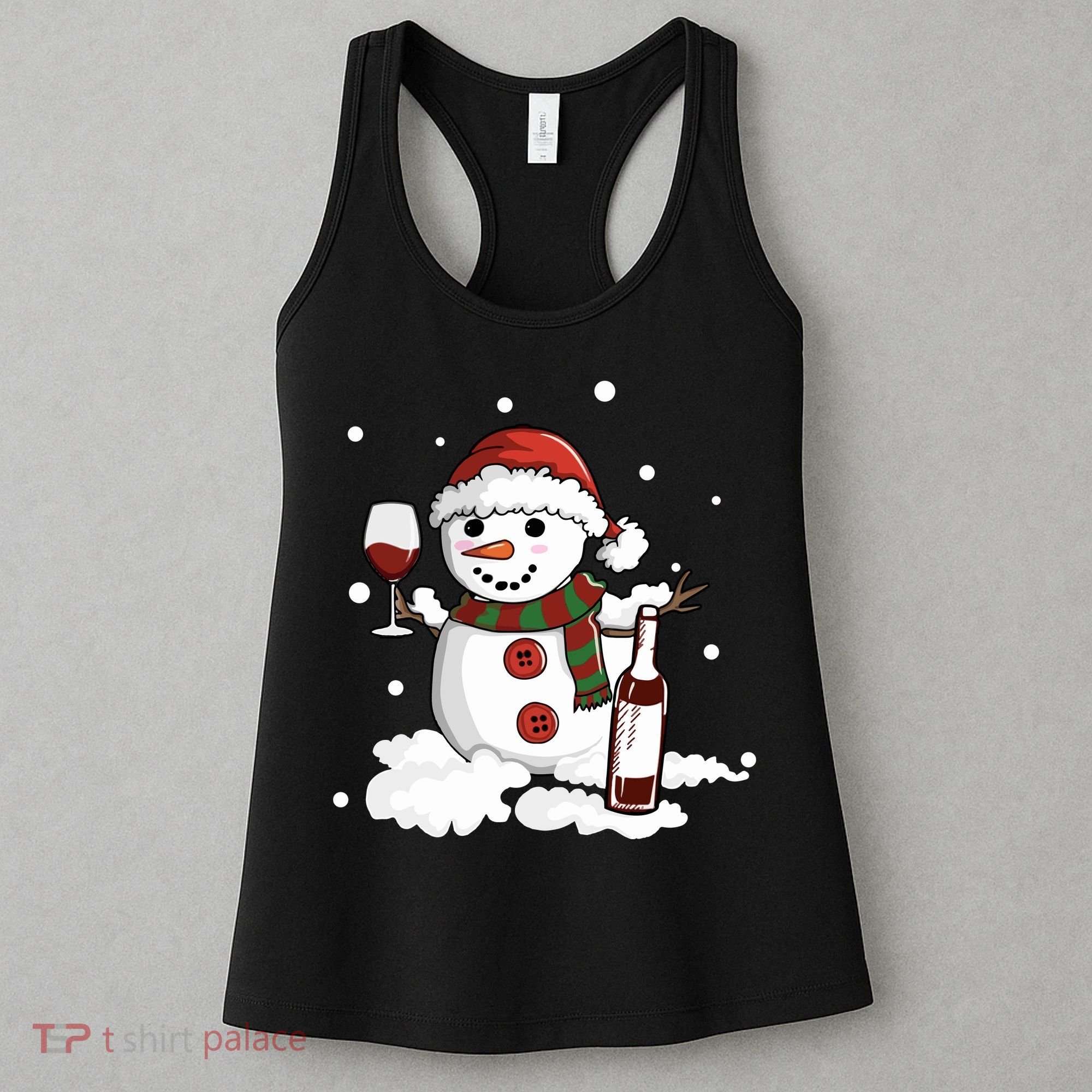 Snowman Love Wine Drink Lady Cool Snow Christmas Women's Tank Top