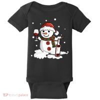 Snowman Love Wine Drink Lady Cool Snow Christmas Baby Bodysuit thumb 0