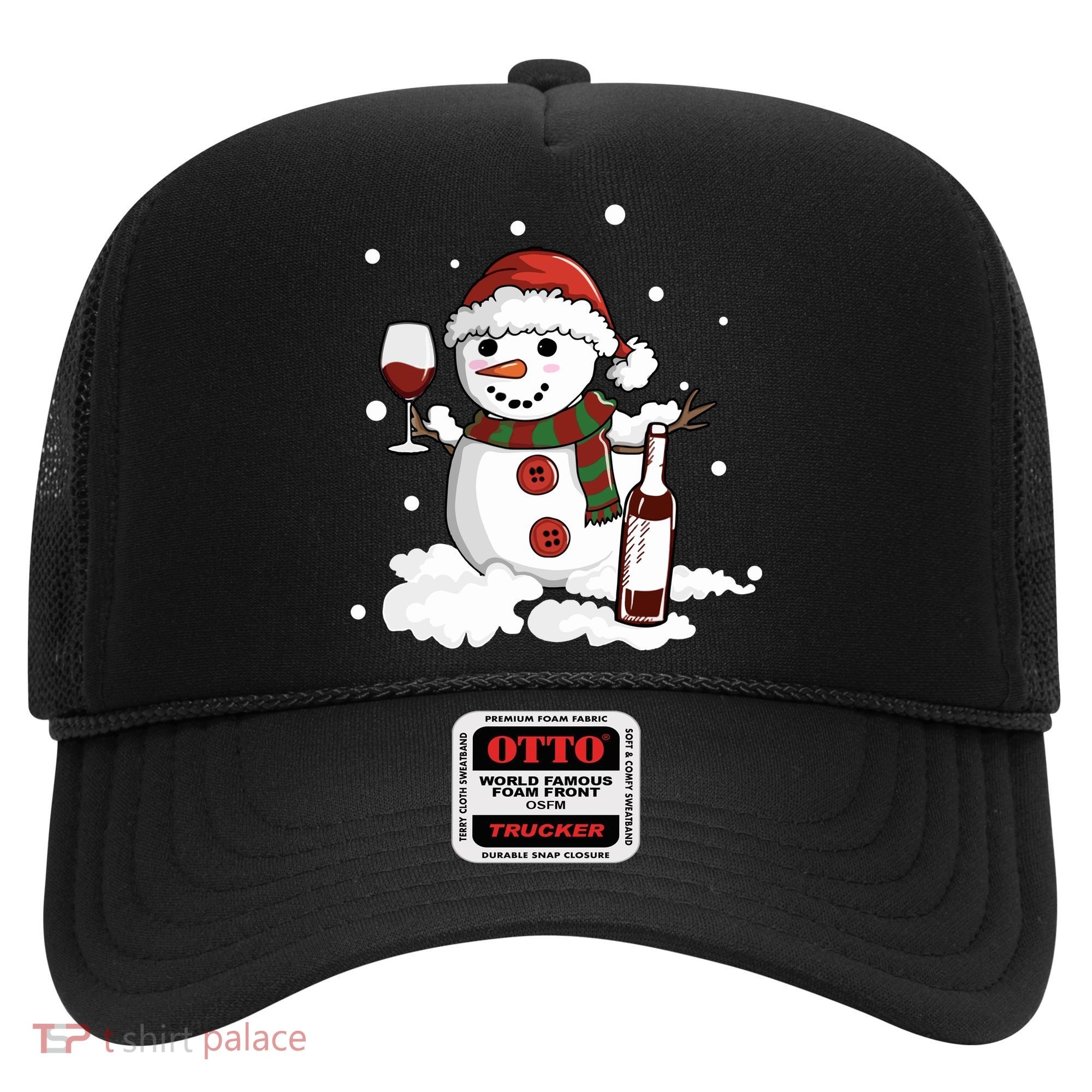 Snowman Love Wine Drink Lady Cool Snow Christmas Hat