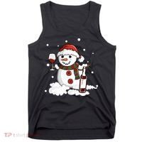 Snowman Love Wine Drink Lady Cool Snow Christmas Tank Top thumb 0