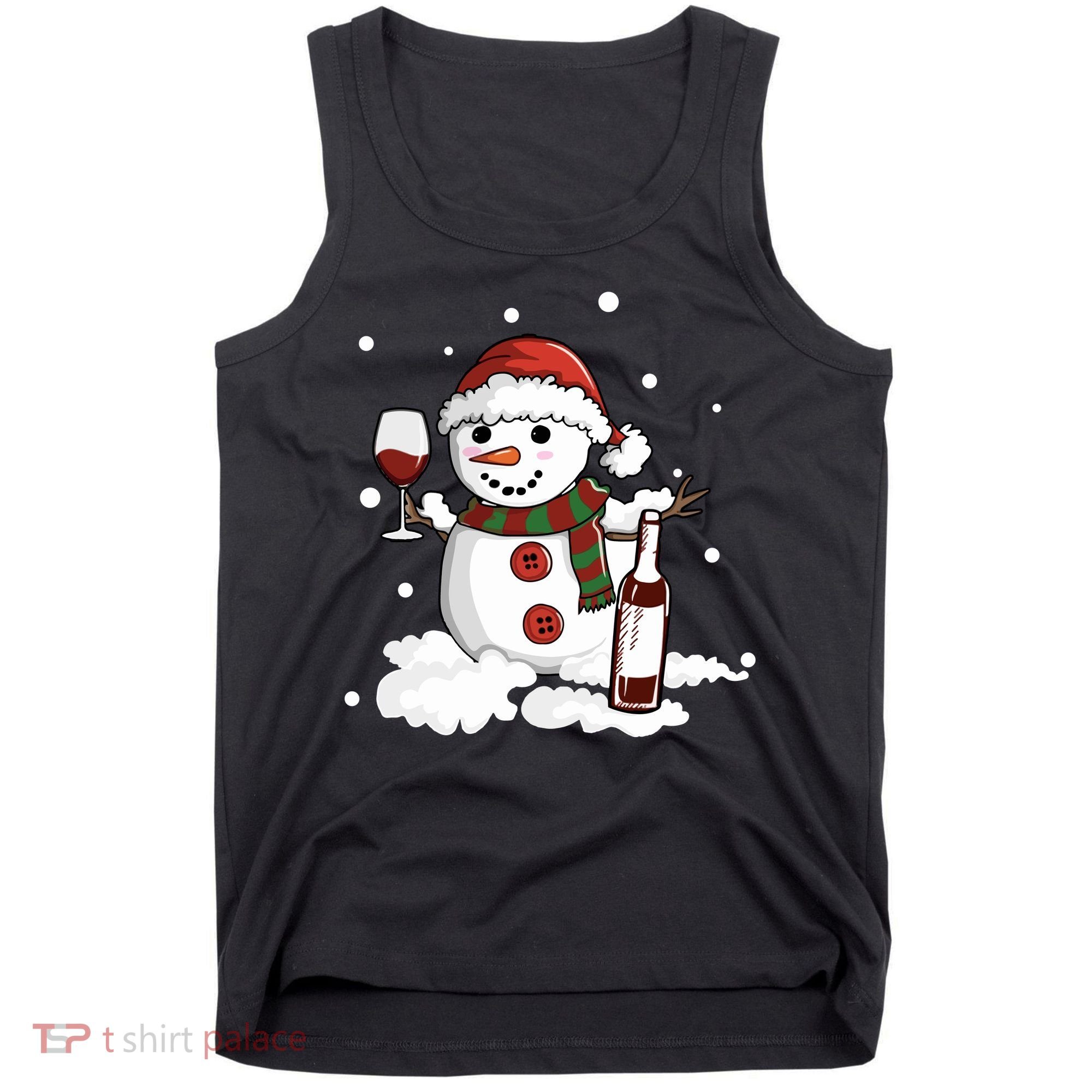 Snowman Love Wine Drink Lady Cool Snow Christmas Tank Top